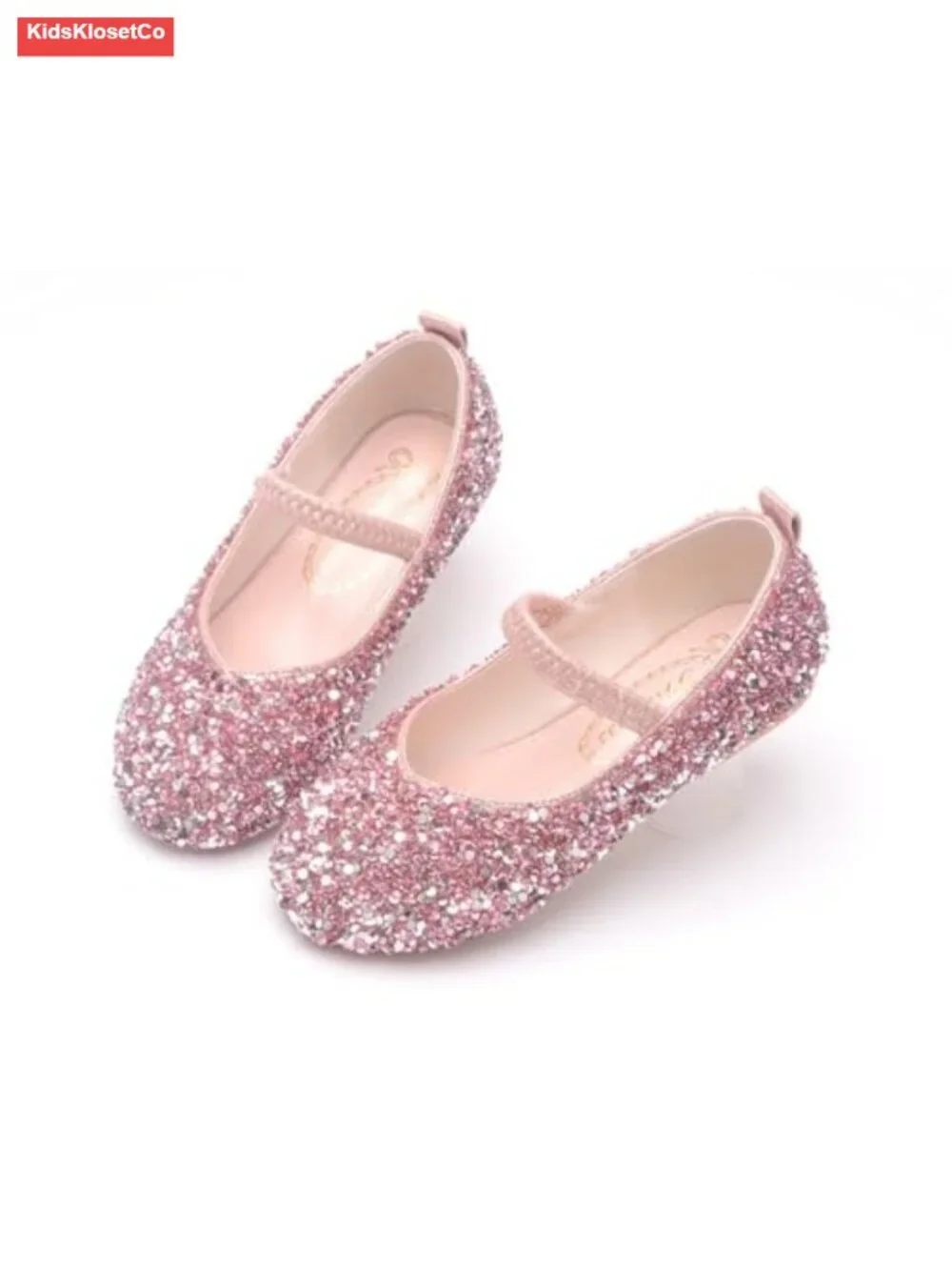 Girls Mary Jane Ballet Flats Faux Leather Glitter Sparkle Slip-On Dress Shoes